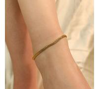 Golden Brass Minimalist Boho Thin Braided Slim Foot Indian Payal Anklet The Colourful Aura Gold 10 inches