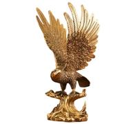 Golden Bronze Eagle Sculpture - H:15" Handcrafted Wing-Spreading Bird of Prey Statue with Luxurious Finish, Wildlife Art Figurine(H:22.8" Golden)