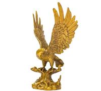 Golden Bronze Eagle Sculpture - H:15" Handcrafted Wing-Spreading Bird of Prey Statue with Luxurious Finish, Wildlife Art Figurine(H:15" Golden)