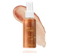 Golden Bronze Glitter Spray Waterproof Shimmer Liquid Highlighter For Face & - Non-Sticky Fast Drying Formula Sparkling Warm Gold Finish For Parties Festivals Stage Performance Makeup