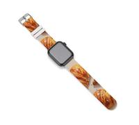 Golden-brown Croissants Silicone Smartwatch Replacement Bands Compatible with IWatch Wristbands Strap