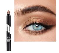 Golden Brown Eyeshadow Stick, Metallic Shimmer Eye Shadow Crayon, Glitter Eyeshadows Contour Shades Pencil, Smooth Cream Eye Liner Pen, Natural Color for Classic Eye Makeup