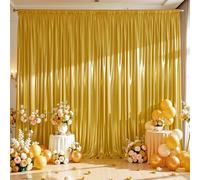 Golden Brown Satin Backdrop Curtains 2 Panels - Glitter Photo Drapes for Baby Shower, 10x10FT Shimmer Back Drop Cloth, Wrinkle Free for Birthday Party Prom Wedding Photoshoot Background