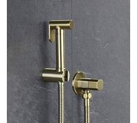Golden Brushed Square Bidet Spray Set Wall-Mounted Bidet Faucet High-Pressure Toilet Sprayer Elegant Bathroom Accessory for Ultimate Hygiene