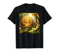 Golden Buddha in the Forest Value Graphic T-Shirt, Men, Black, XL