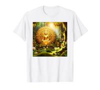 Golden Buddha in the Forest Value Graphic T-Shirt, Men, White, M