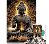 Golden Buddha Jigsaw Puzzles for Adults Teenagers Jigsaws Puzzle,Help The Brain Exercise Addictive Toys to Cultivate Patience A Work of Art (38x26cm)