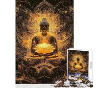 Golden Buddha Meditation for Adults 1000 Piece Jigsaw Puzzle Art Work Gifts Improve Memory Toy Wall Decor for And from 14 Years And over size 38x26cm
