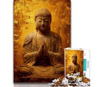 Golden Buddha Statue Jigsaw Puzzles for Adults Teenagers Jigsaws Puzzle,for Educational Game Challenge Toy Unique Home Decor And Gifts (50x75cm)