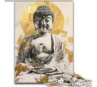 Golden Buddha Statue JigsawPuzzle 1000 Pieces for Adults, Brain Intelligence Challenge Addictive Toys Birthday Gifts for Age 14+ (26x38cm)