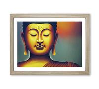 Golden Buddha Vol.4 H1022 Framed Print for Living Room Bedroom Home Office Décor, Wall Art Picture Ready to Hang, Oak A4 Frame (34 x 25 cm)