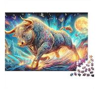 Golden Bull Fantasy 1000 Piece Jigsaw Puzzle for Kids And Adults Pattern Bull Moon Colourful Jigsaws Educational Games Great Gift 52x38cm/1000pcs