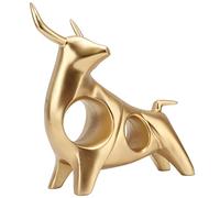 Golden Bull Sculpture, Hollow Resin, Luck, Fengshui, Taurus Statue, Handmade Figurine for Office and Home Table Decoration