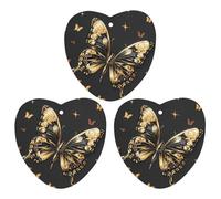 Golden Butterfly Car Air Freshener, 3 Pcs Love form Hanging Air Freshener Cards, Long Lasting Fragrance Scented Cards for Car, Home, Office Black-style