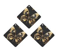 Golden Butterfly Car Air Freshener, 3 Pcs Rhombus Hanging Air Freshener Cards, Long Lasting Fragrance Scented Cards for Car, Home, Office Black-style