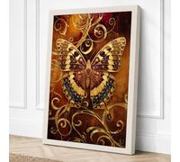 Golden Butterfly Flourish Canvas Wall Art Print 30x20 Inch