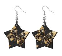 Golden Butterfly Wooden Earrings for Women, Vintage Elegant Wood Jewelry, Lightweight Earrings for Wedding, Party, Everyday Jewelry Gift, Apricot shaped, Wood, wood