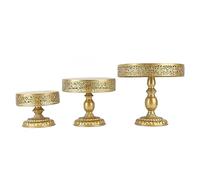 Golden Cake Stand Set, 3 - Piece Metal Dessert Display Stands 20 - 30cm - Elegant Rustic Design, Ideal for Weddings & Home Parties