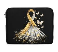 Golden Cancer Awareness Ribbon Laptop Case Sleeve Bag 17inch Durable Shockproof Protective Computer Carrying Cover Briefcase