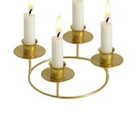 Golden Candle Holder, Round Metal Candle Holder, Gold, Vintage Advent Wreath Candlestick - For Home, Kitchen, Living Room, Fireplace, Christmas Party, Wedding, Holiday Decoration
