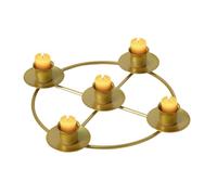 Golden Candle Holder, Round Metal Candle Holder Gold - Vintage Advent Wreath Candlestick for Kitchen, Living Room, Bedroom, Restaurant, Christmas Party, Wedding