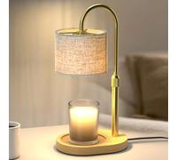 Golden Candle Warmer Lamp with Timer Dimmer, Height Adjustable Electric Candle Warmer Wax Heater with Wooden Base 2 Bulbs, Birthday Gifts for Women Her, Mom, House Warming Gifts New Home