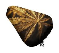 Golden Cannabis Bike Seat Rain Cover Waterproof Dustproof Bikes Saddle Cushion Soft Bicycle Seat Pad Covers with Drawstring for Men Women