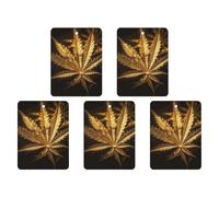Golden Cannabis Car Air Freshener Hanging Incense Chips 5 Pack Automotive Scented Hanging Sheets for Car Home Auto Interior Decor Square,white-style