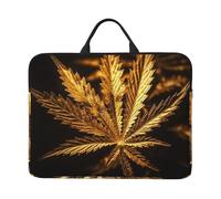 Golden Cannabis Laptop Case 14 Inch Laptop Sleeve Computer Carrying Bag Shockproof Protective Notebook Case Portable Laptop Bag Waterproof Briefcase Bag for Men Women