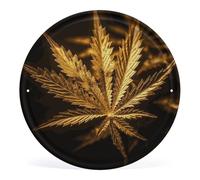 Golden Cannabis Metal Tin Signs Vintage Yard Sign Funny Garden Signs for Outside Personalized Man Cave Sign Decor Retro Garage Signs for Wall Decor Outdoor Wall Plaque Decoration 11.8" X 11.8"