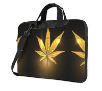 Golden Cannabis Printed Waterproof Laptop Case Ultra-Thin Portable One-Shoulder Laptop Bag 600d Oxford 13in/14in/15.6in