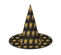 Golden Cannabis Printing 2 Pack Halloween Hat Soft Witch Hats For Carnivals Masquerades Space Saving Caps
