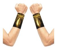 Golden Cannabis Stretch Wrist Support Wristband, Breathable Sports Wrist Wrap, Elastic Wristbands For Basketball Tennis Gym