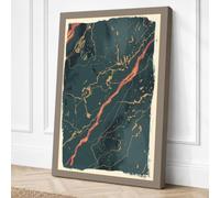 Golden Cartography Vintage Canvas Wall Art Print 18x12 Inch (46 x 30 cm)