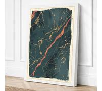 Golden Cartography Vintage Canvas Wall Art Print 18x12 Inch (46 x 30 cm)
