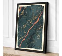 Golden Cartography Vintage Canvas Wall Art Print 36x24 Inch (91 x 61 cm)