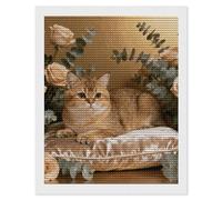 Golden Cat Champagne Pad 5D Diamond Art Kits for Adults Personalized Large Diamond Art DIY Full Drill Diamonds Dot Crystal Rhinestone Diamonds Painting Round Gem Art Kit for Home Wall Decor 16x20