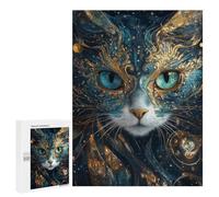Golden Cat Face Art Print Puzzle 1000 Teile Schwer Puzzle Spielzeug Lernspiel Impossible Herausforderungsspielzeug Für Erwachsene Kinder 500 PCS