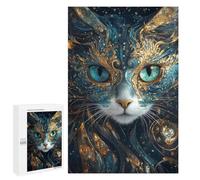 Golden Cat Face Art Print Puzzle 1000 Teile Schwer Puzzle Spielzeug Lernspiel Impossible Herausforderungsspielzeug Für Erwachsene Kinder 1000 PCS