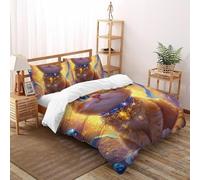 Golden Cat Quilt Cover Comforter Cover 3 Piece Decorative Microfiber for Kids Boys Girls Teens with Zipper Closure Double(200x200cm)