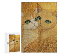 Golden Cats Art Print-2 Puzzle 1000 Teile Schwer Puzzle Spielzeug Lernspiel Impossible Herausforderungsspielzeug Für Erwachsene Kinder 300 PCS
