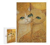 Golden Cats Art Print-2 Puzzle 1000 Teile Schwer Puzzle Spielzeug Lernspiel Impossible Herausforderungsspielzeug Für Erwachsene Kinder 500 PCS