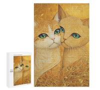 Golden Cats Art Print-2 Puzzle 1000 Teile Schwer Puzzle Spielzeug Lernspiel Impossible Herausforderungsspielzeug Für Erwachsene Kinder 1000 PCS