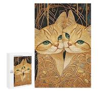 Golden Cats with Green Eyes Puzzle 1000 Teile Schwer Puzzle Spielzeug Lernspiel Impossible Herausforderungsspielzeug Für Erwachsene Kinder 1000 PCS