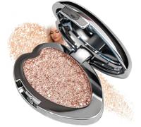 Golden Champagne Single Glitter Eyeshadow - Warm Champagne Gold Shimmer Pressed Powder, Heart-Shaped Pan with Mirror Compact, Buildable Sparkle for Festival Makeup Party Evening Wear