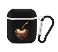 Golden Cherries Glitter Stylish Printed Bluetooth Headset Protective Cover Compatible with AirPods 1/2 with Buckle
