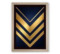 Golden Chevron Movement Geometric Framed Wall Art Print A2 (59.4×42cm) Oak, Wall Decor for Living Room, Bedroom, Office & Home, Ready to Hang, Art Gift