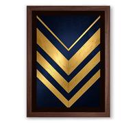 Golden Chevron Movement Geometric Framed Wall Art Print A3 (42×29.7cm) Walnut, Wall Decor for Living Room, Bedroom, Office & Home, Ready to Hang, Art Gift