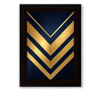 Golden Chevron Movement Geometric Framed Wall Art Print A4 (29.7×21cm) Black, Wall Decor for Living Room, Bedroom, Office & Home, Ready to Hang, Art Gift