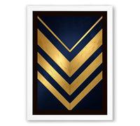 Golden Chevron Movement Geometric Framed Wall Art Print A4 (29.7×21cm) White, Wall Decor for Living Room, Bedroom, Office & Home, Ready to Hang, Art Gift